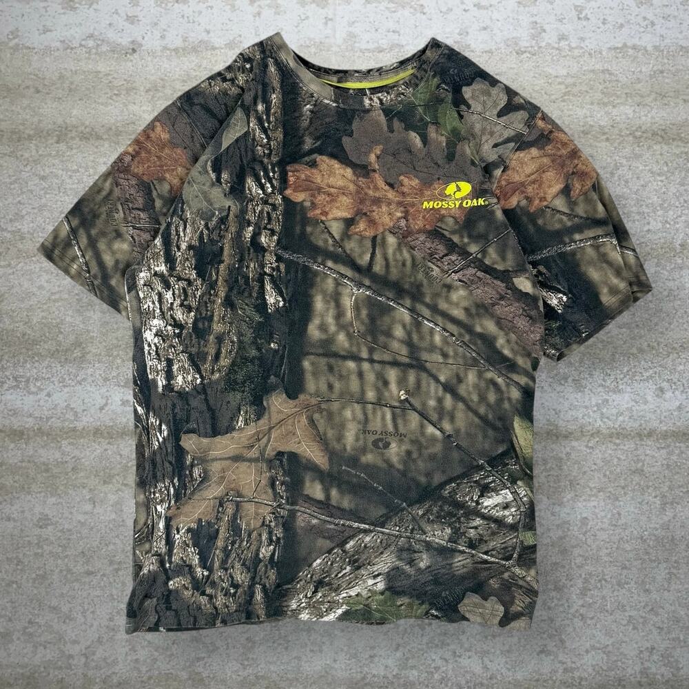 Vintage 90s Mossy Oak Hunting Camo Shirt Mens M Woodland Cotton Short Sleeve